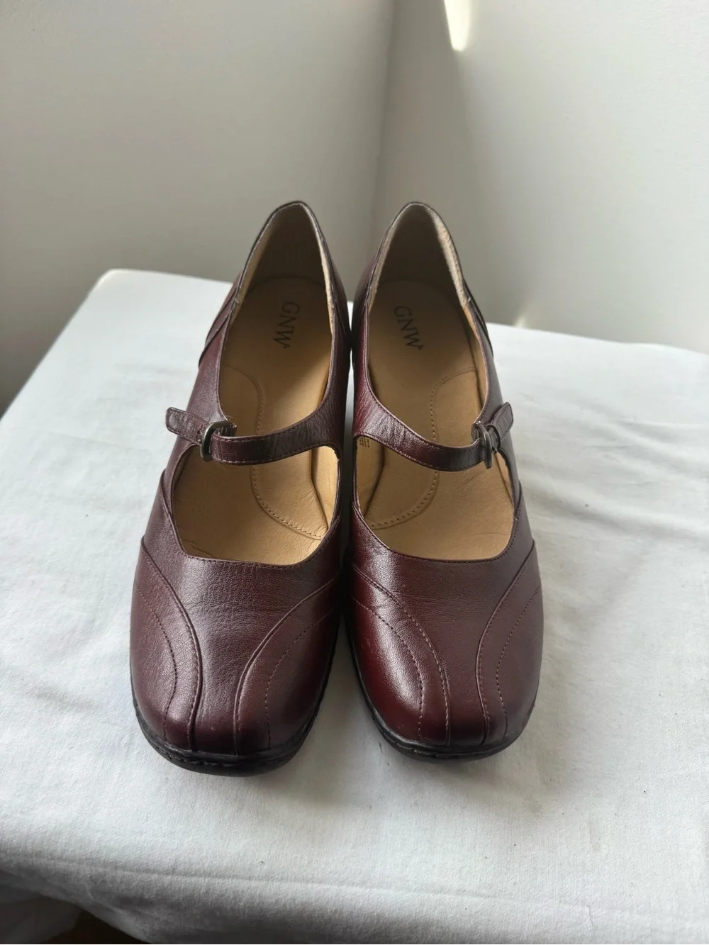 GNW Burgundy Leather Mary Jane Wedges – Size 9.5